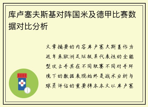 库卢塞夫斯基对阵国米及德甲比赛数据对比分析